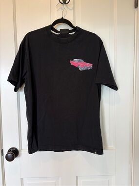 Scotch and Soda Classic Black Tee with Red Car Graphic